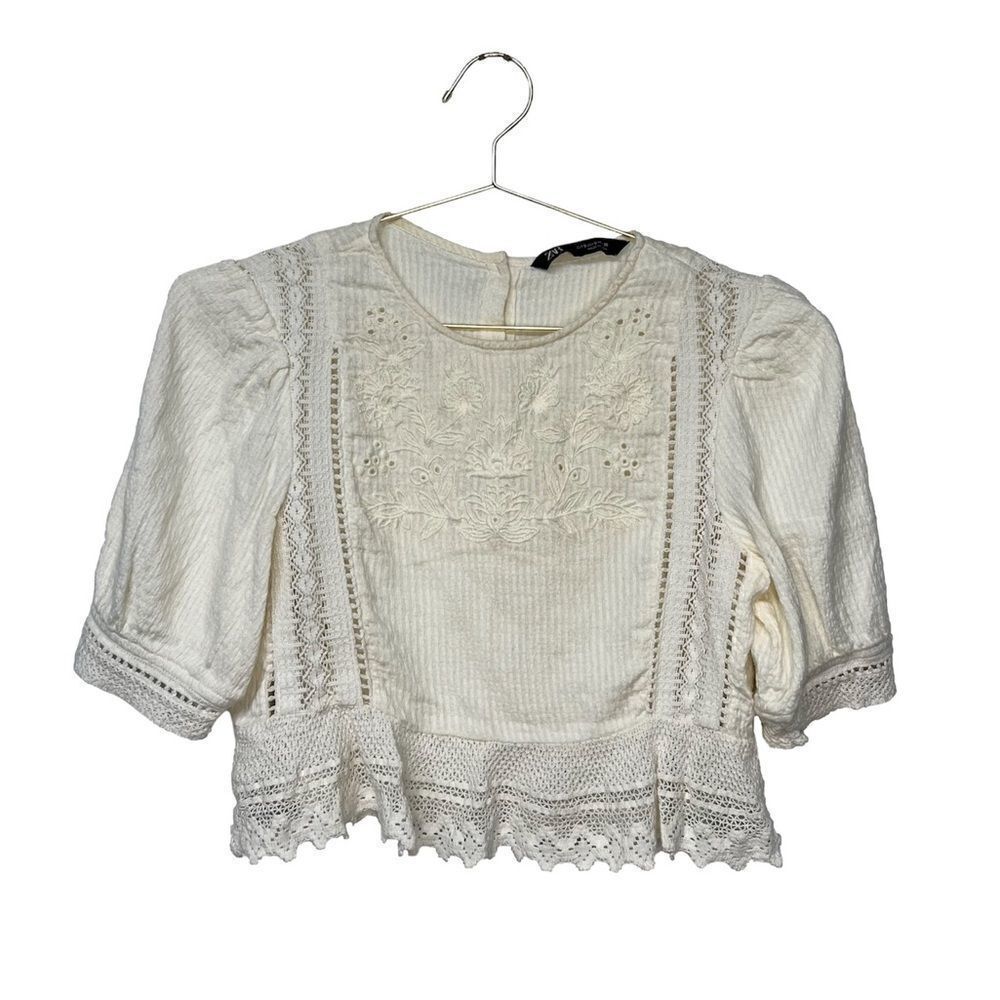 Zara Crotchet Lace Crop Blouse